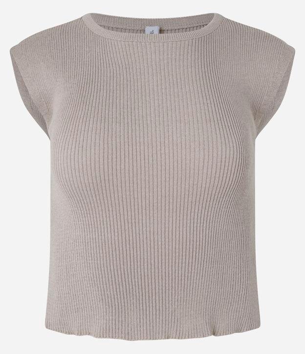 Blusa Curta e Canelada em Tricô com Ombro Alongado - 1