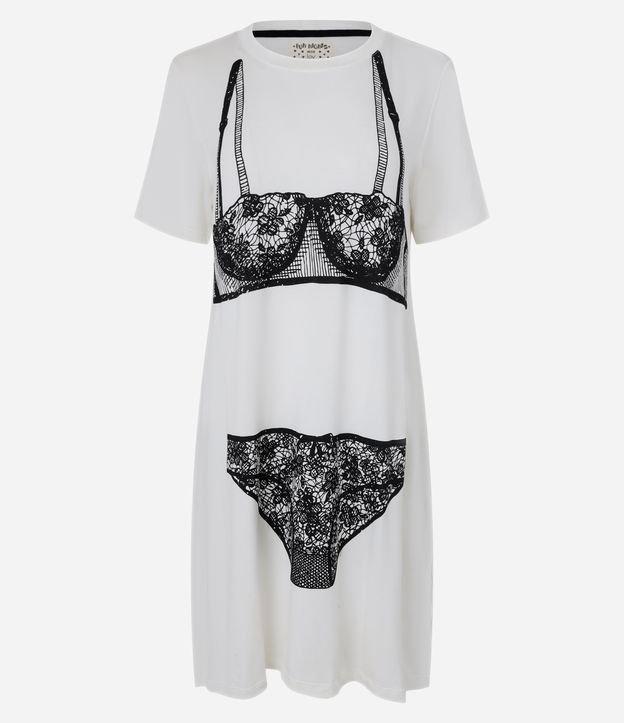 Camisola Curta em Viscose com Estampa Lingerie - 1