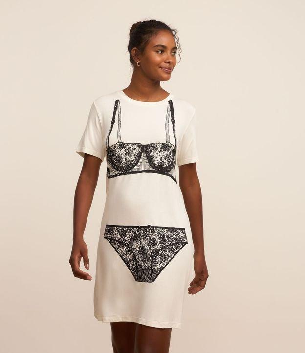 Camisola Curta em Viscose com Estampa Lingerie - 2