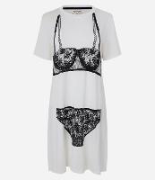 Camisola Curta em Viscose com Estampa Lingerie - 1