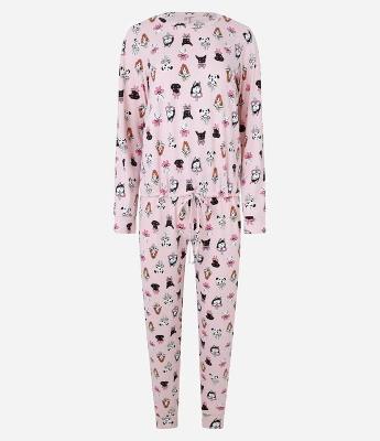 Pijama Longo Com Toque Suave e Estampa de Cachorro