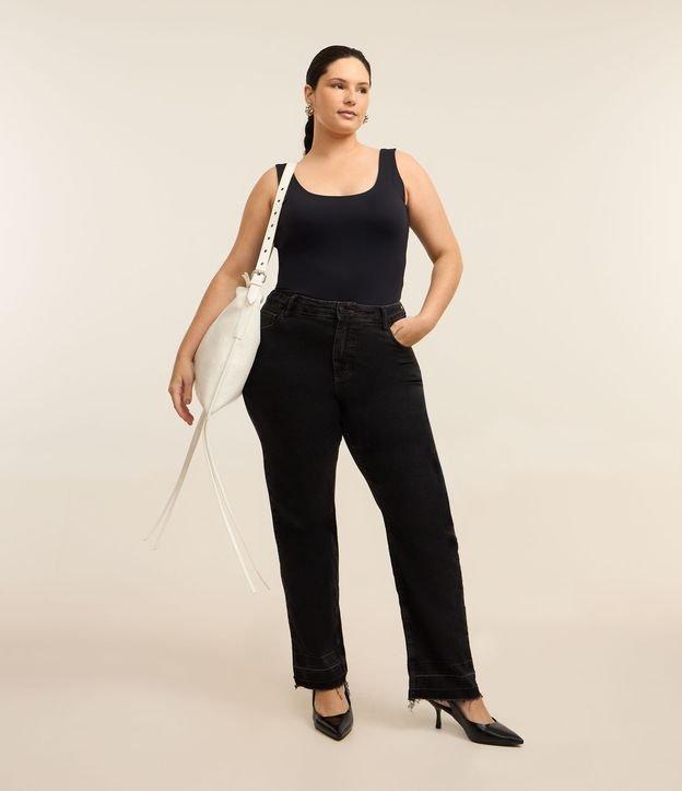Calça Reta Cintura Média Jeans Elastano Curve & Plus Size - 2