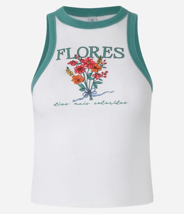 Regata em Algodão com Viés Contrastante e Estampa de Flores - 1