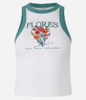 Regata em Algodão com Viés Contrastante e Estampa de Flores - 1