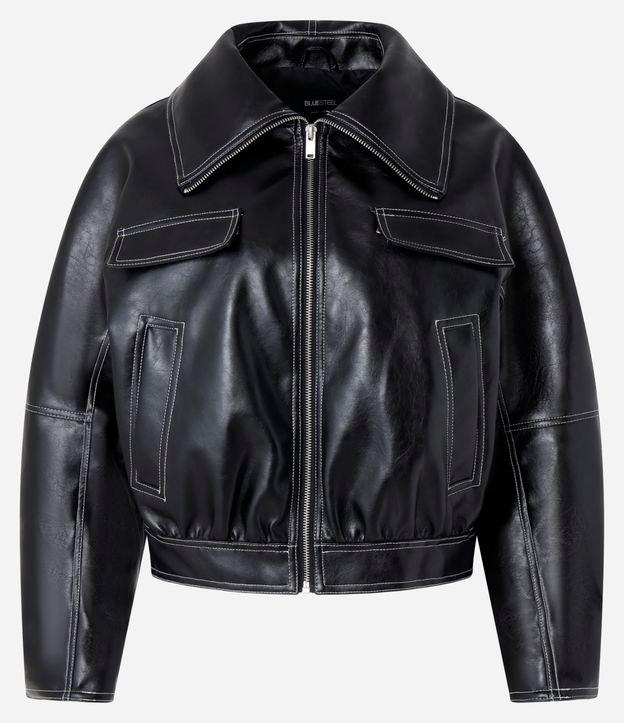 Jaqueta Bomber em PU com Pesponto Contrastante - 1