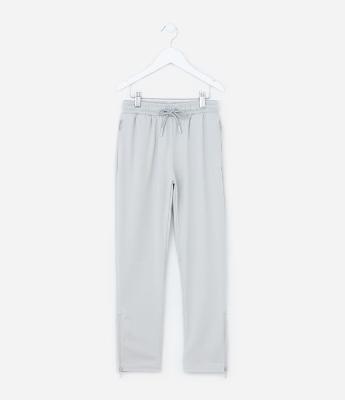 Calça Infantil Texturizada com Zíper - Tam 5 a 14 Anos