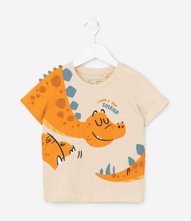 Camiseta Infantil com Estampa Interativa de Dino - Tam 1 a 6 Anos - 1