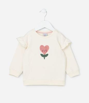 Blusão Infantil Quentinho com Bordado de Tulipa - Tam 0 a 18 meses