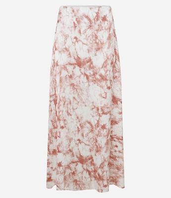 Saia New Midi Acetinada com Estampa Manchadinha