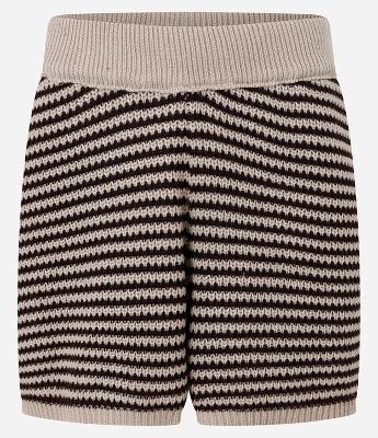 Short em Tricô Listrado com Cós Contrastante