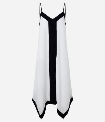 Vestido de Alcinha Midi em Viscose com Barra Assimétrica