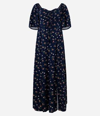 Vestido New Midi em Viscose com Florzinhas