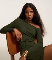 Vestido Curto Canelado com Decote Assimétrico - 2