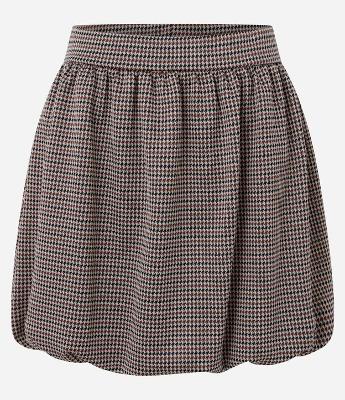 Saia Balonê em Jacquard Estampa Xadrez Pied de Poule