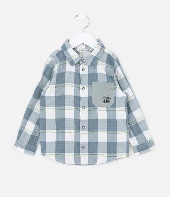 Camisa Infantil em Flanela com Estampa Xadrez - Tam 1 a 5 Anos