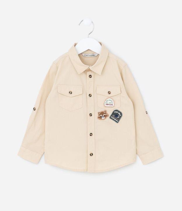 Camisa Infantil em Sarja com Patchs Raposa e Dino - Tam 1 a 6 Anos - 1