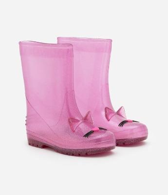 Bota Galocha com Estampa Interativa de Gatinho e Glitter -Tam 25/26 ao 31/32