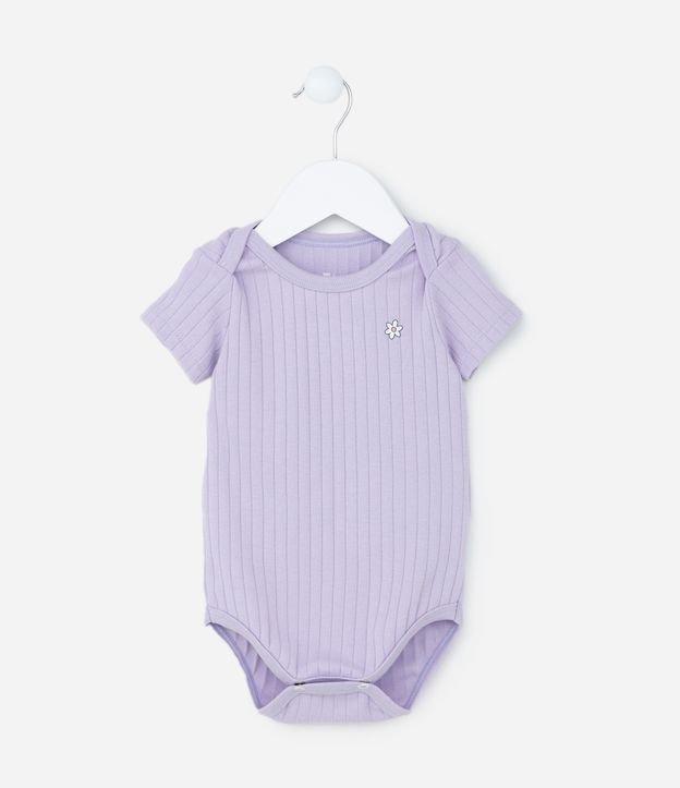 Body Infantil Canelado com Estampa de Florzinha - Tam RN a 18 meses - 1
