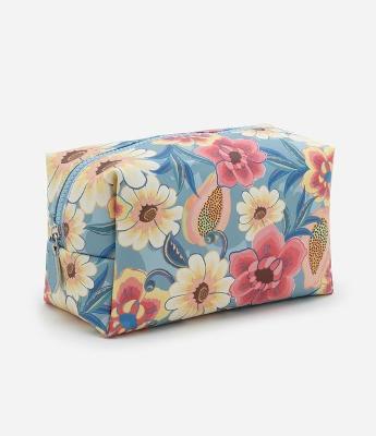 Nécessaire Retangular Média  Estampa Floral com Fundo