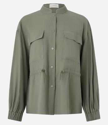 Jaqueta Parka em Viscose com Tencel na Cintura e Gola Alta