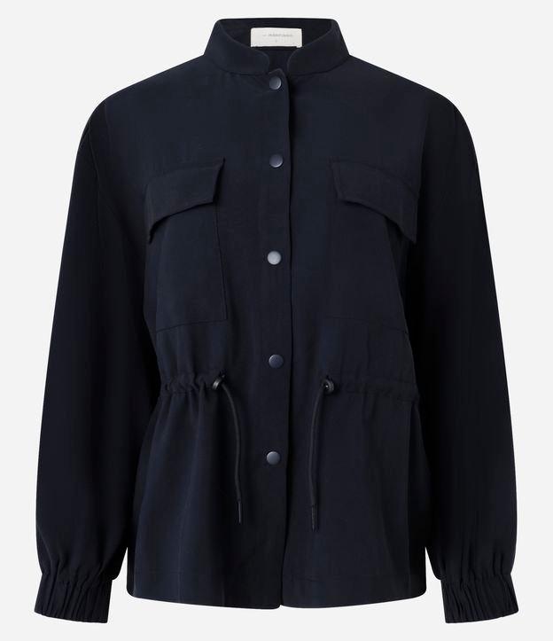 Jaqueta Parka em Viscose com Tencel na Cintura e Gola Alta - 1