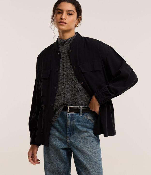 Jaqueta Parka em Viscose com Tencel na Cintura e Gola Alta - 2