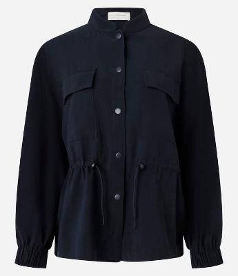 Jaqueta Parka em Viscose com Tencel na Cintura e Gola Alta