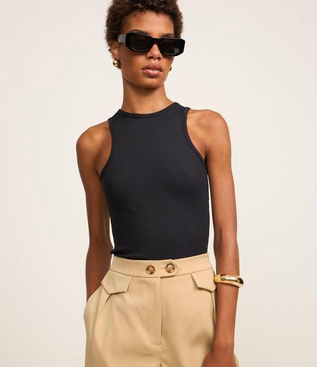 Blusa Sem Manga em Ribana com Gola Redonda - 2
