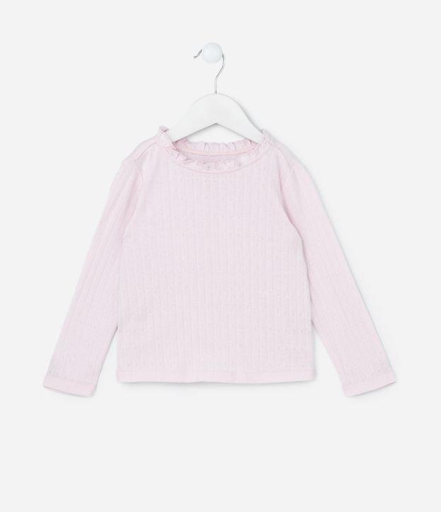 Blusa Infantil com Textura e Babado na Gola - Tam 1 a 5 Anos - 1