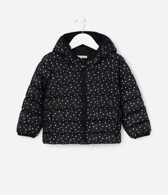 Jaqueta Puffer Infantil com Poá Metalizado - Tam 1 a 5 Anos