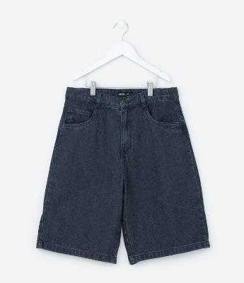 Bermuda Baggy Infantil em Jeans Estonado - Tam 5 a 14 Anos