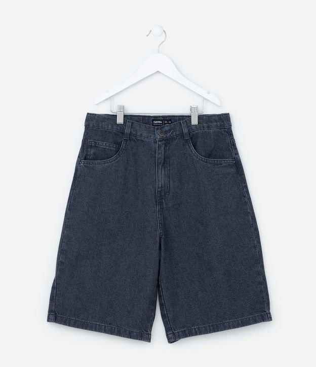 Bermuda Baggy Infantil em Jeans Estonado - Tam 5 a 14 Anos - 1