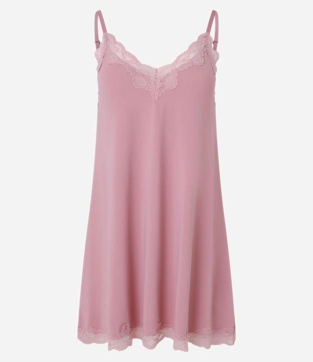 Camisola de Alcinha em Microfibra com Decote de Renda - 1