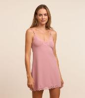 Camisola de Alcinha em Microfibra com Decote de Renda - 2