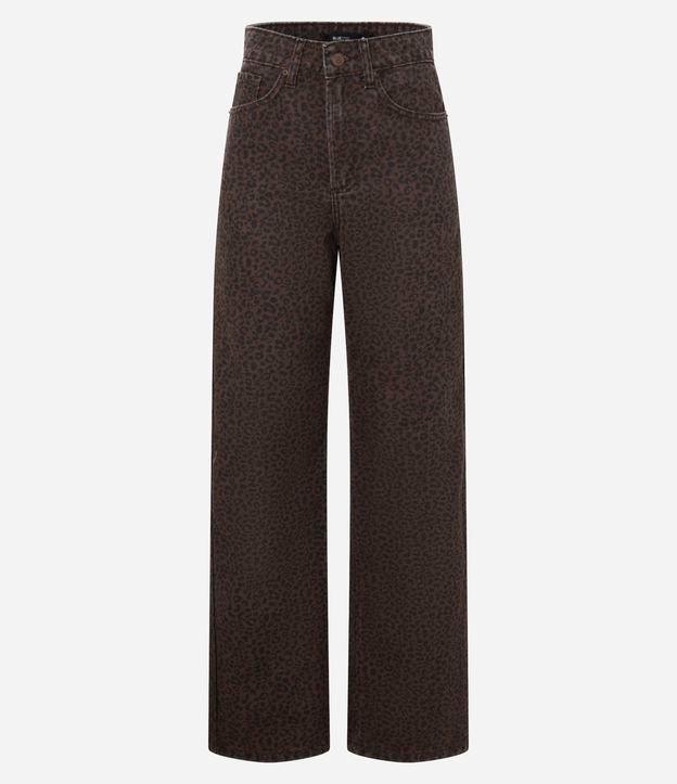 Calça Reta em Jeans com Estampa Animal Print - 1