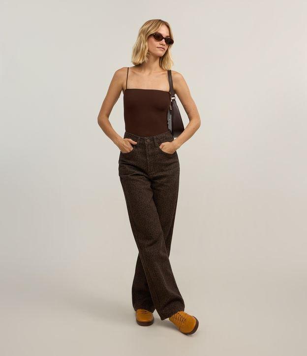 Calça Reta em Jeans com Estampa Animal Print - 3