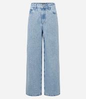 Calça Wide Leg em Jeans com Listras de Brilhos - 1