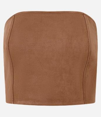 Top em Suede Corsetado com Lastex nas Costas