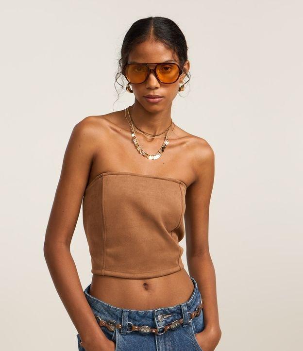Top em Suede Corsetado com Lastex nas Costas - 2
