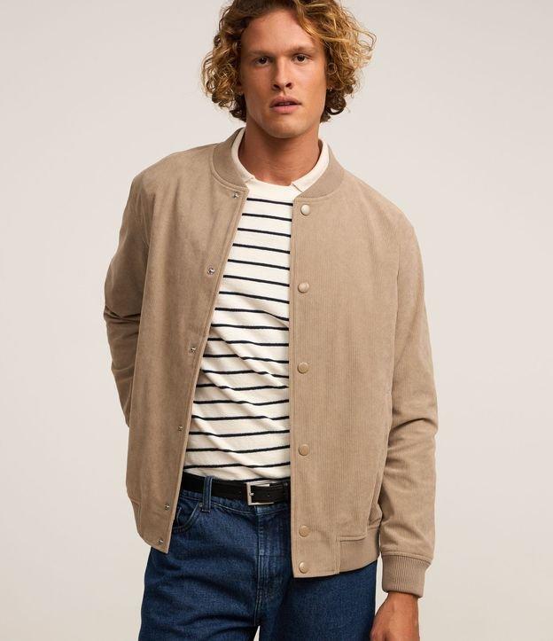 Jaqueta Bomber em Veludo Cotelê com Botões Forrados - 2