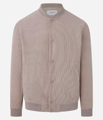 Jaqueta Bomber em Veludo Cotelê com Botões Forrados