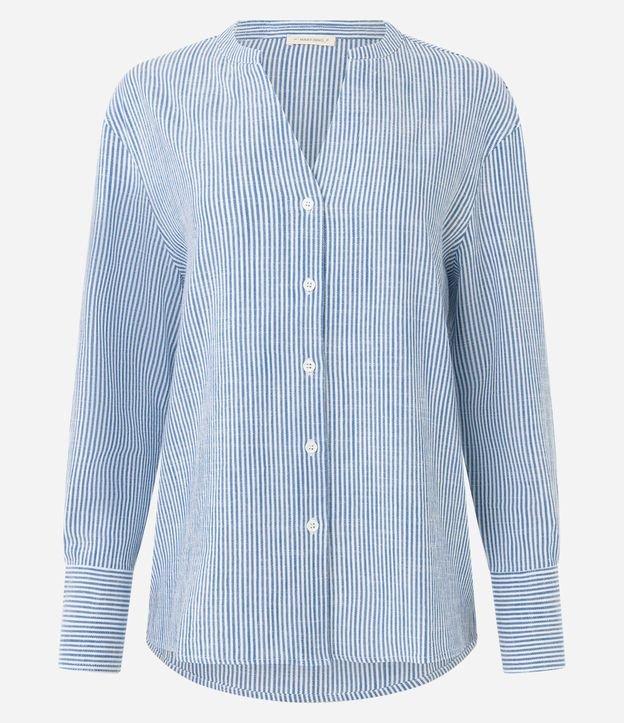 Camisa em Viscolinho Listrada de Fios Tintos - 1
