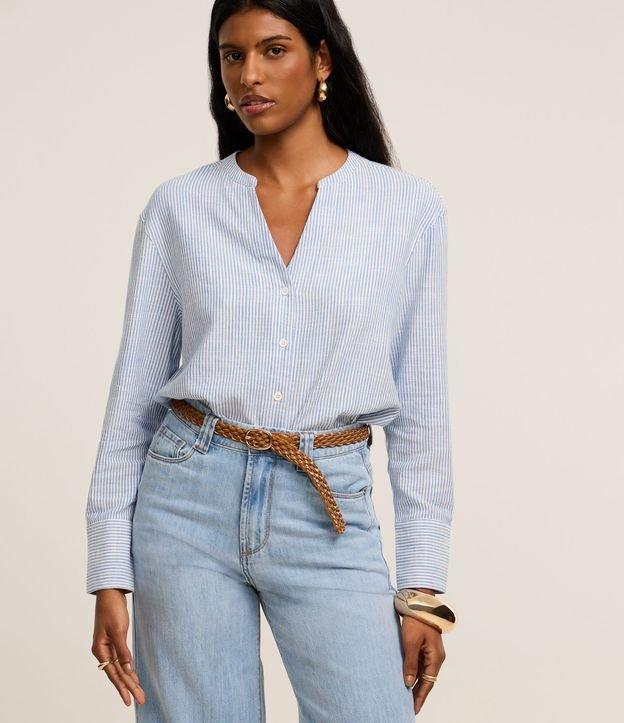 Camisa em Viscolinho Listrada de Fios Tintos - 2