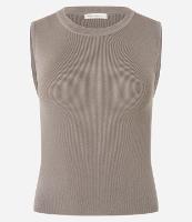 Blusa Sem Manga em Tricô Canelado com Gola Redonda - 1