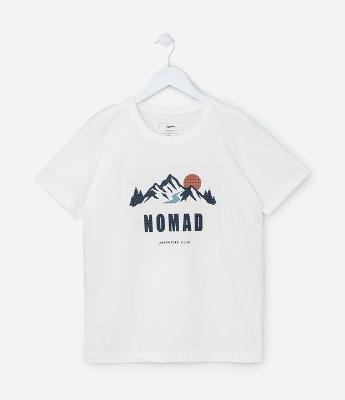 Camiseta Regular Infantil com Estampa de Montanha - Tam 5 a 14 Anos