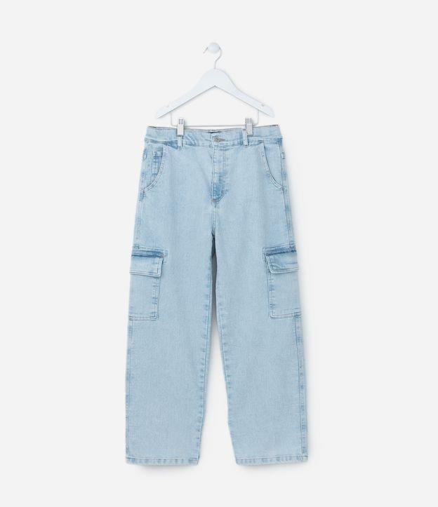 Calça Baggy Infantil Jeans com Bolso Cargo - Tam 7 a 14 Anos - 1