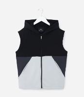 Colete Infantil em Moletom com Capuz e Bolsos em Bloco de Cores - Tam 5 a 14 Anos - 1