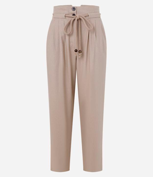 Calca Cenoura em Viscolinho com Pregas Frontais e Amarração no Cós - 1