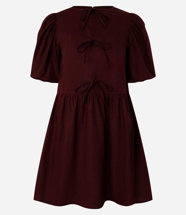 Vestido em Tricoline com Mangas Bufantes e Lacinhos - 1