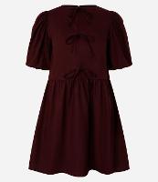 Vestido em Tricoline com Mangas Bufantes e Lacinhos - 1